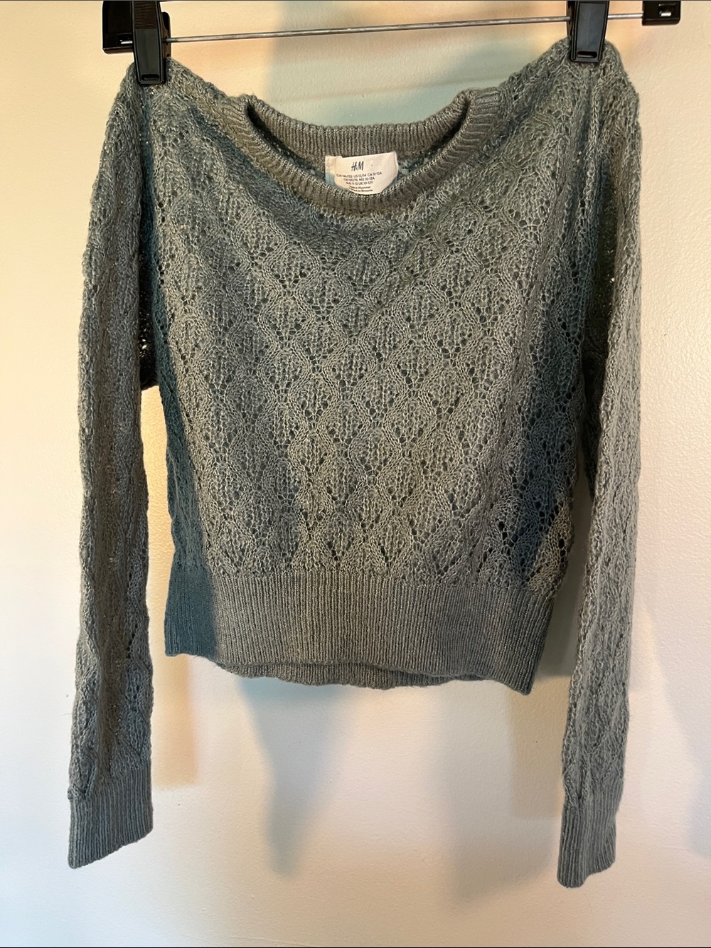H&M Slate Green Openwork Knit Sweater
